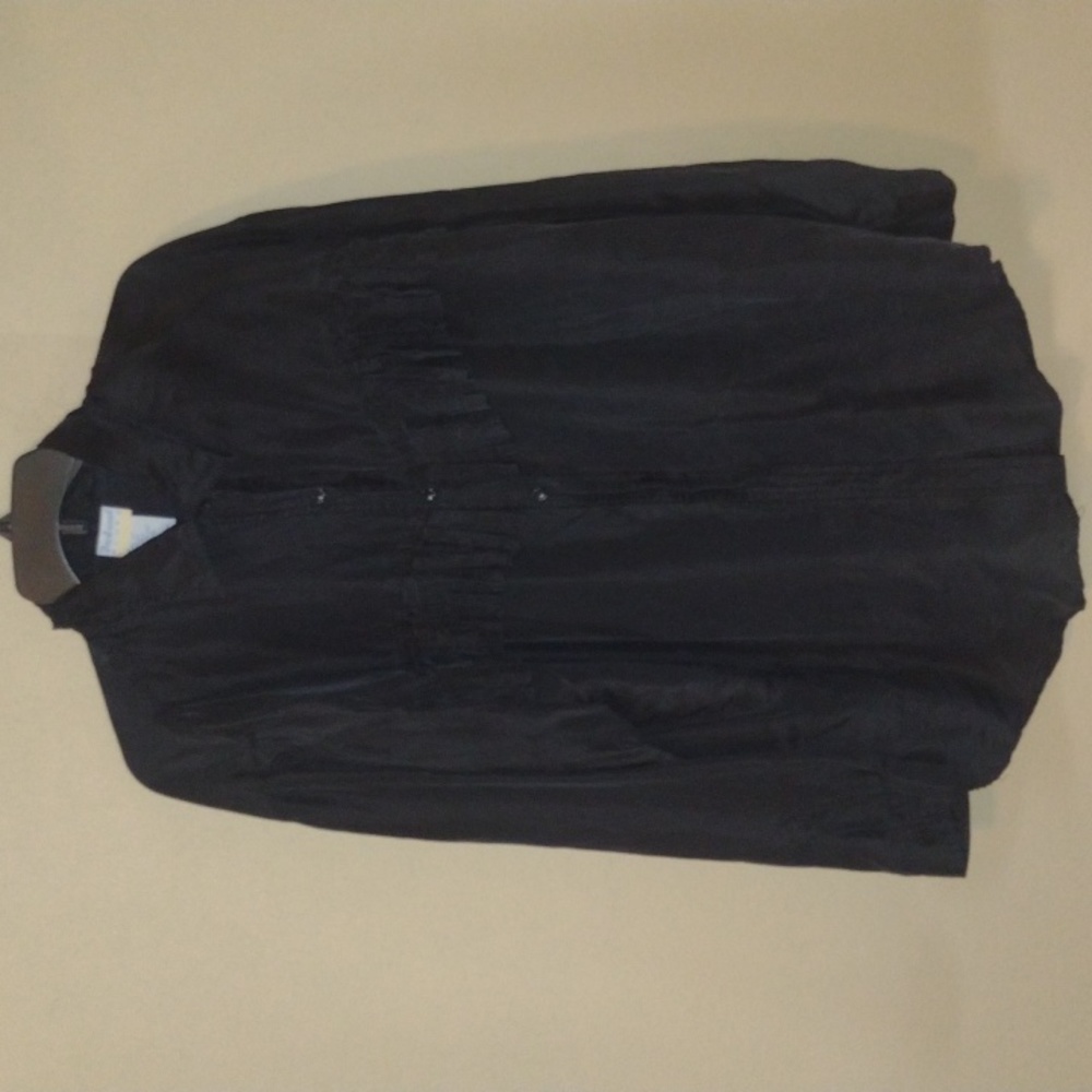 Black silk Fringe embellished blouse